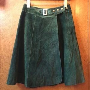 Vintage Green Suede Wrap Skirt